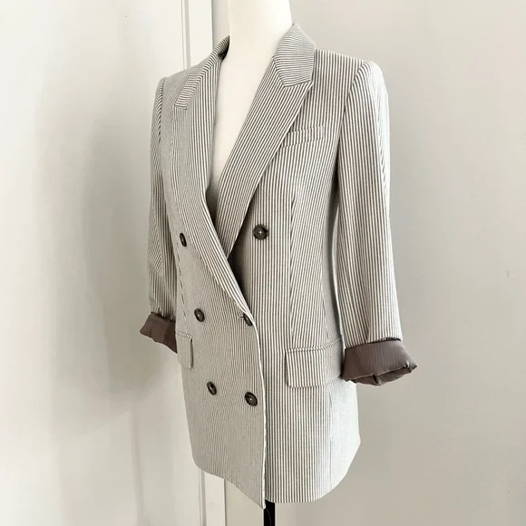 Aritzia Babaton Atelier Samuel Check Blazer | Size 4 | Espace/Grey Stripe - Picture 8 of 15